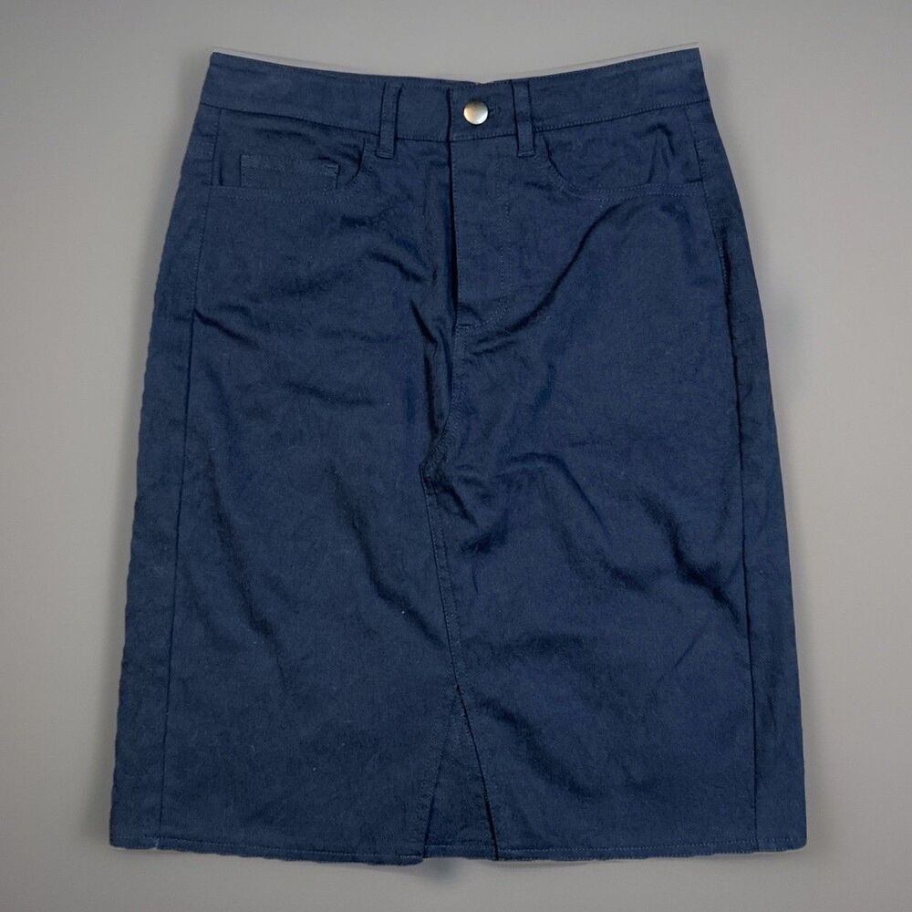 New! Margaret O'Leary Navy Jenius Floral Print Skirt Sz Small